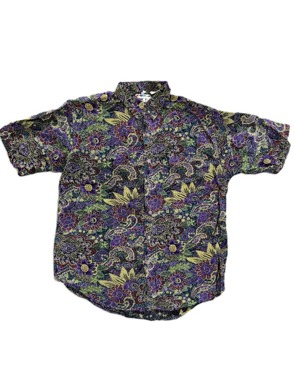 Vintage 90s Rue 21 Hawaiian Shirt Mens Large Floral Paisley Rayon Silk Feel UAE